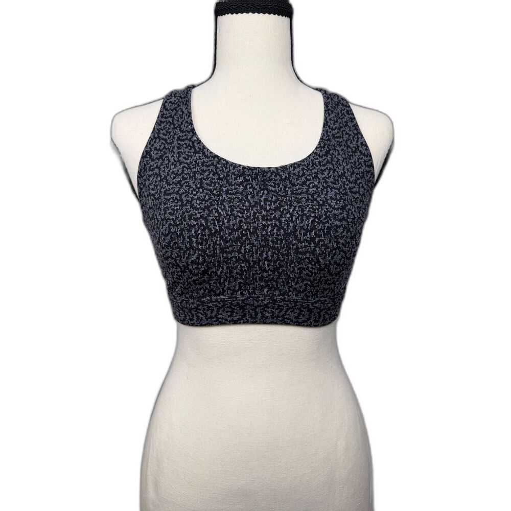 Athleta Ultimate Textured Sports Bra S Black Gray Moisture Wicking Racerback